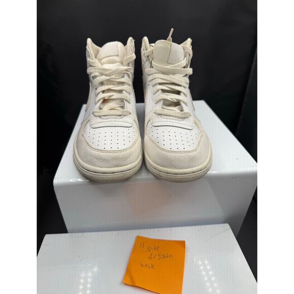 Authentic Nike Air Jordan High Tops - All White - Size 10.5M - show wear main image 6
